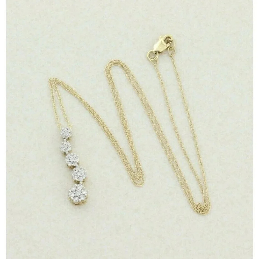 10k Yellow Gold .50 Carat Diamond Journey Necklace 18 inch chain